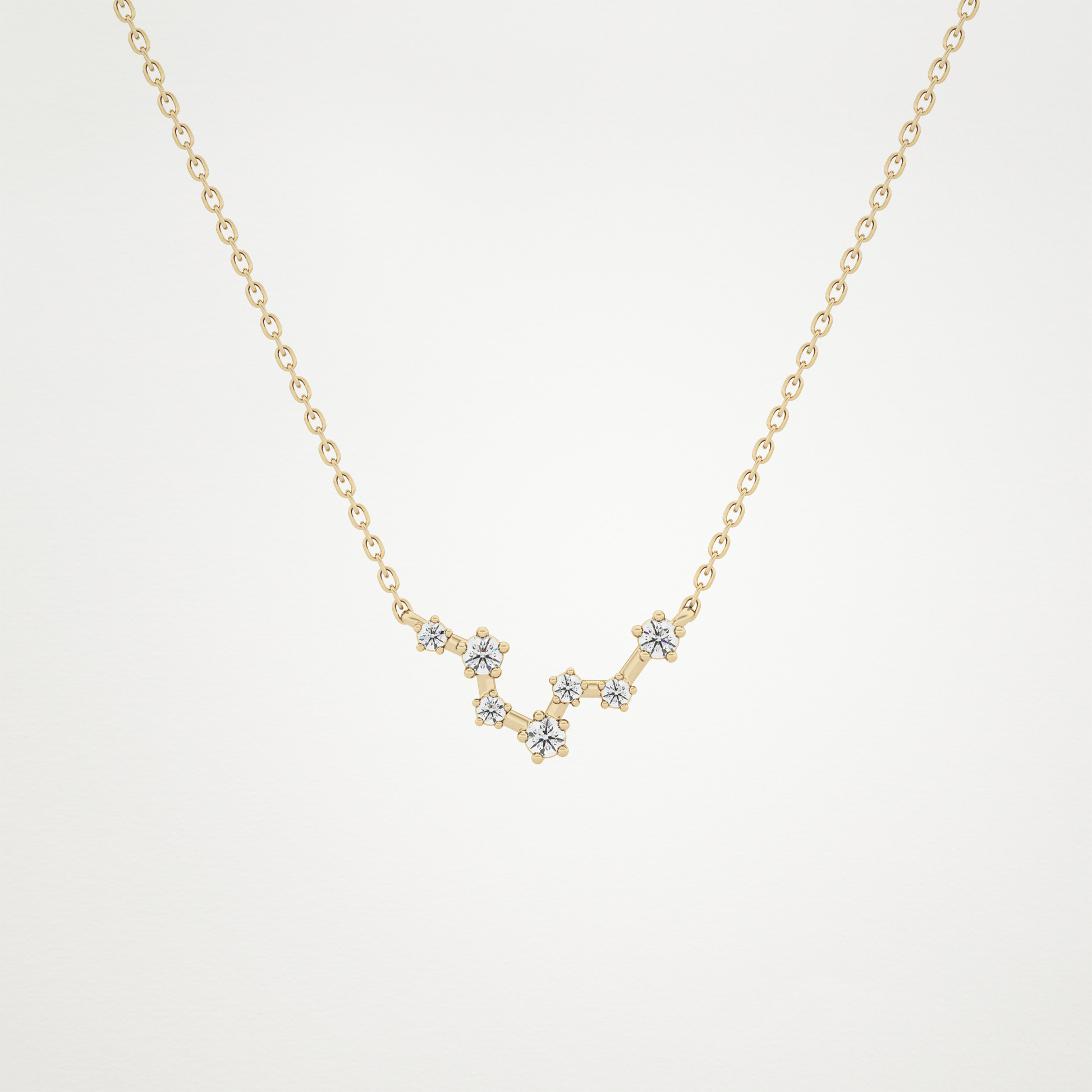 0.103 TCW Round Lab Grown Diamond Pisces Zodiac Constellation Necklace