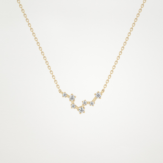 0.103 TCW Round Lab Grown Diamond Pisces Zodiac Constellation Necklace