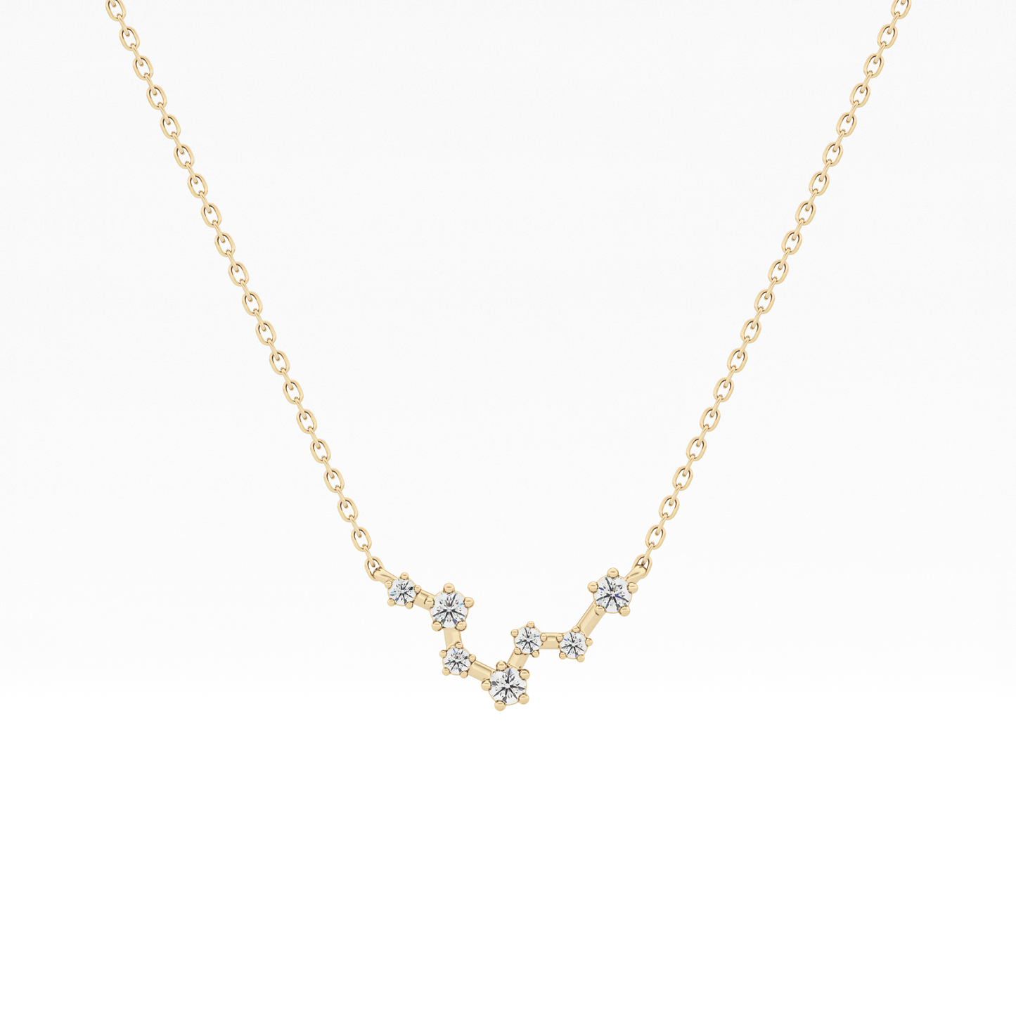 0.103 TCW Round Lab Grown Diamond Pisces Zodiac Constellation Necklace
