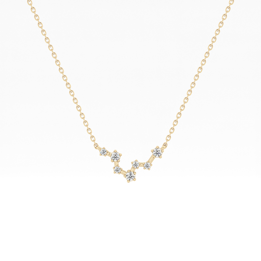 0.103 TCW Round Lab Grown Diamond Pisces Zodiac Constellation Necklace