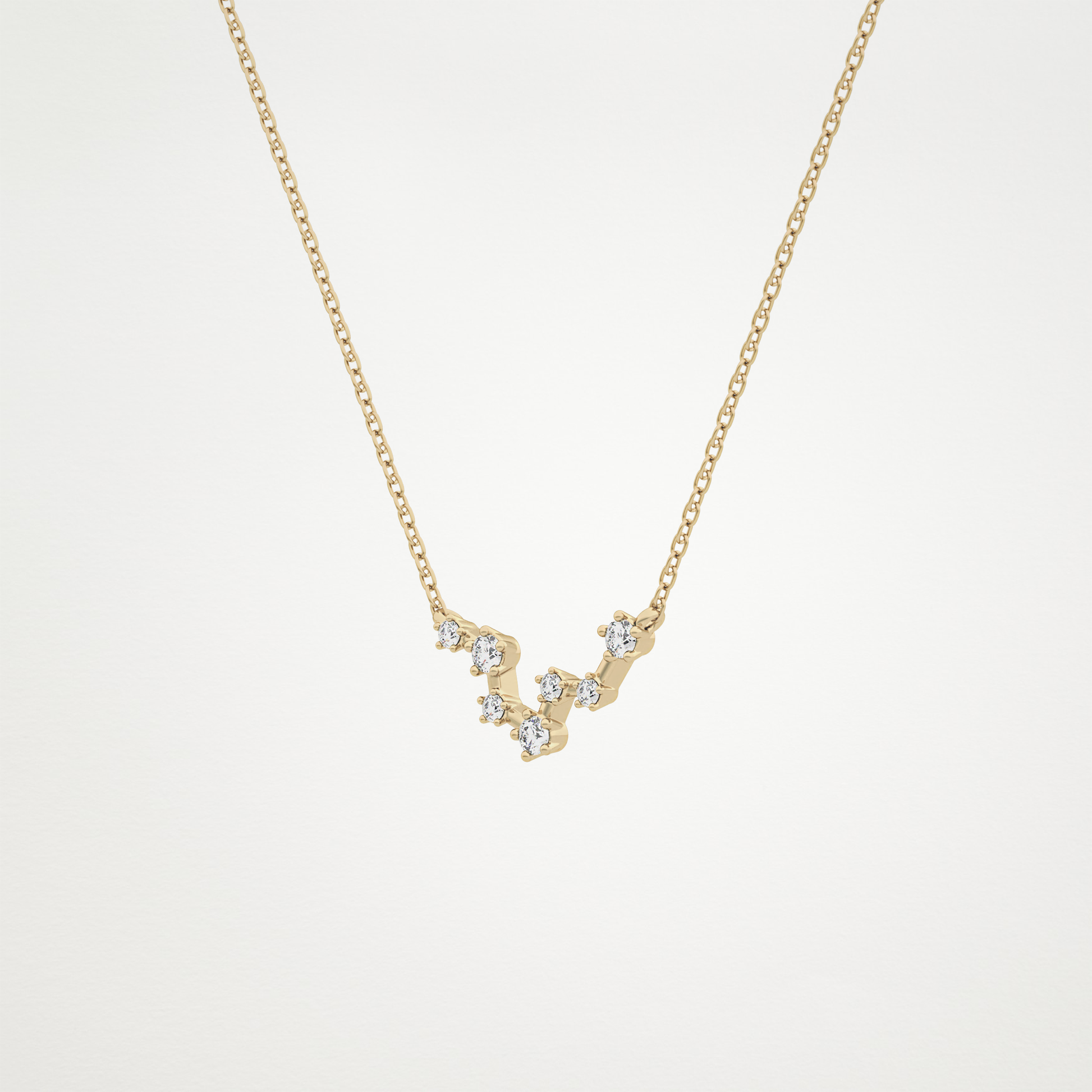 0.103 TCW Round Lab Grown Diamond Pisces Zodiac Constellation Necklace