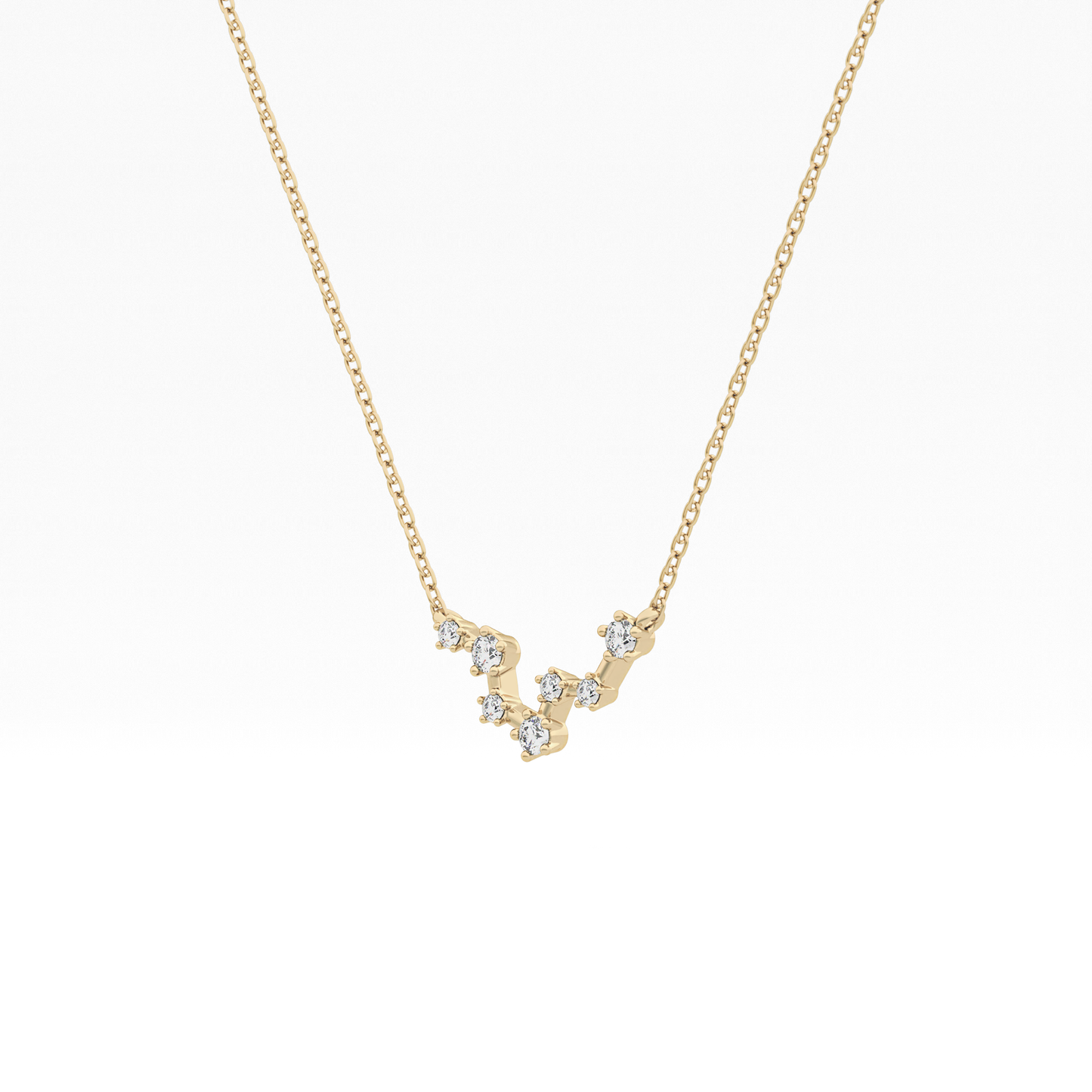 0.103 TCW Round Lab Grown Diamond Pisces Zodiac Constellation Necklace