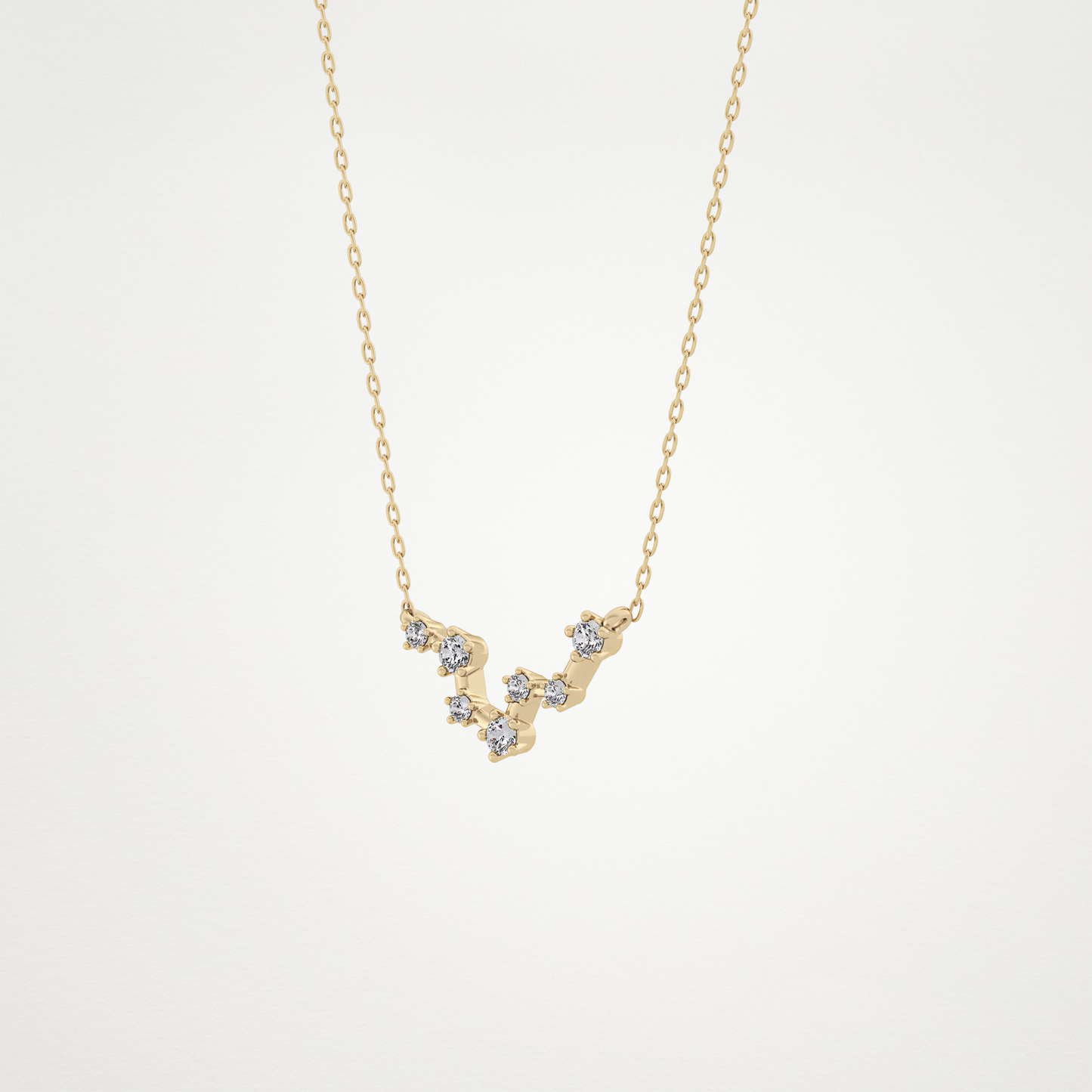 0.103 TCW Round Lab Grown Diamond Pisces Zodiac Constellation Necklace