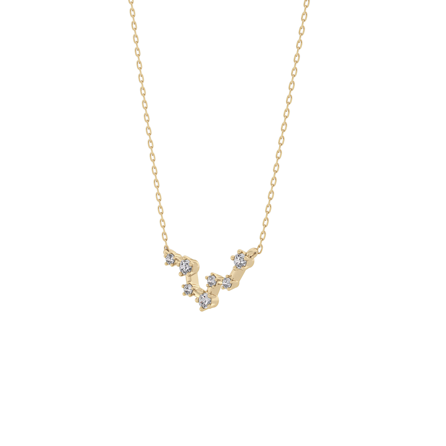 0.103 TCW Round Lab Grown Diamond Pisces Zodiac Constellation Necklace