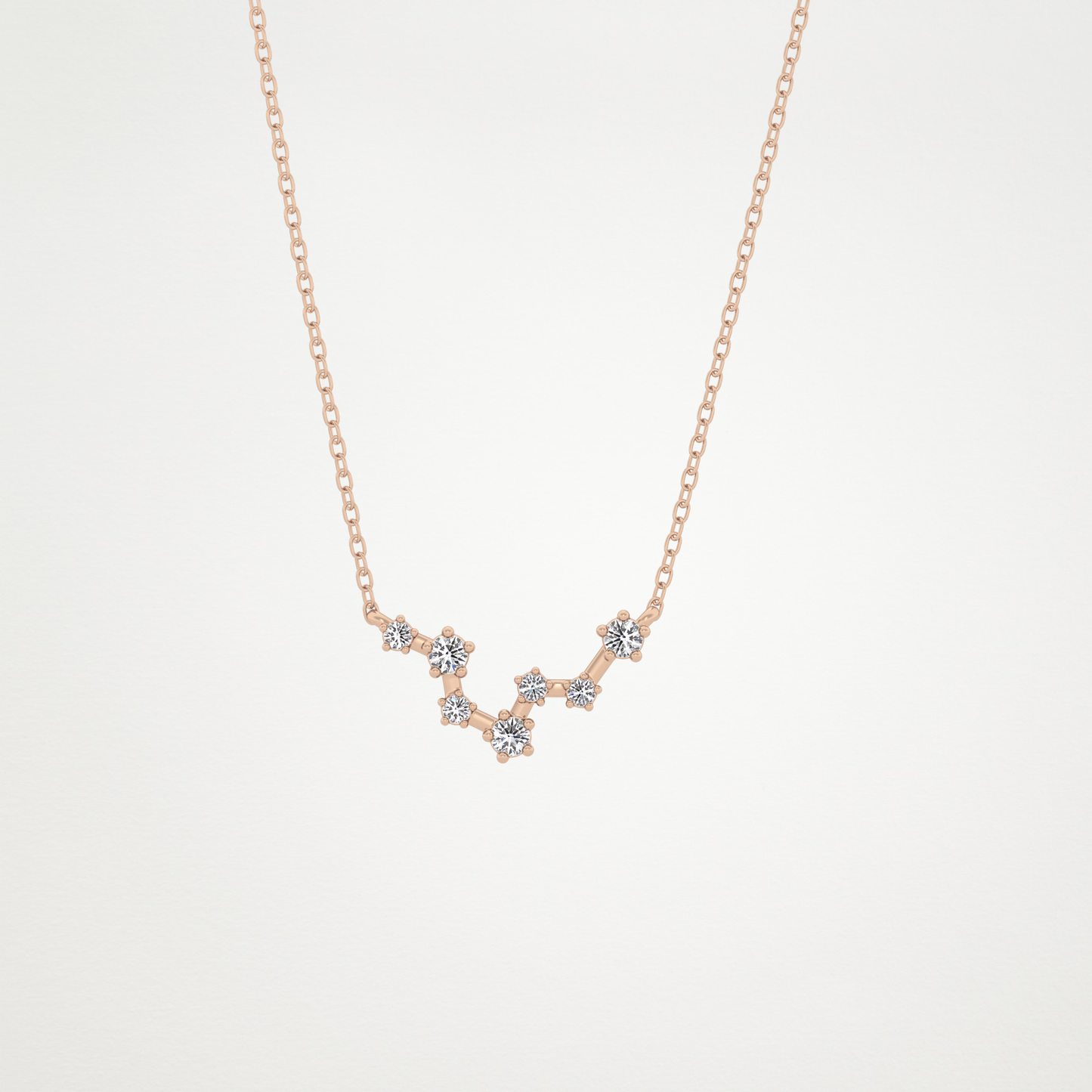 0.103 TCW Round Lab Grown Diamond Pisces Zodiac Constellation Necklace