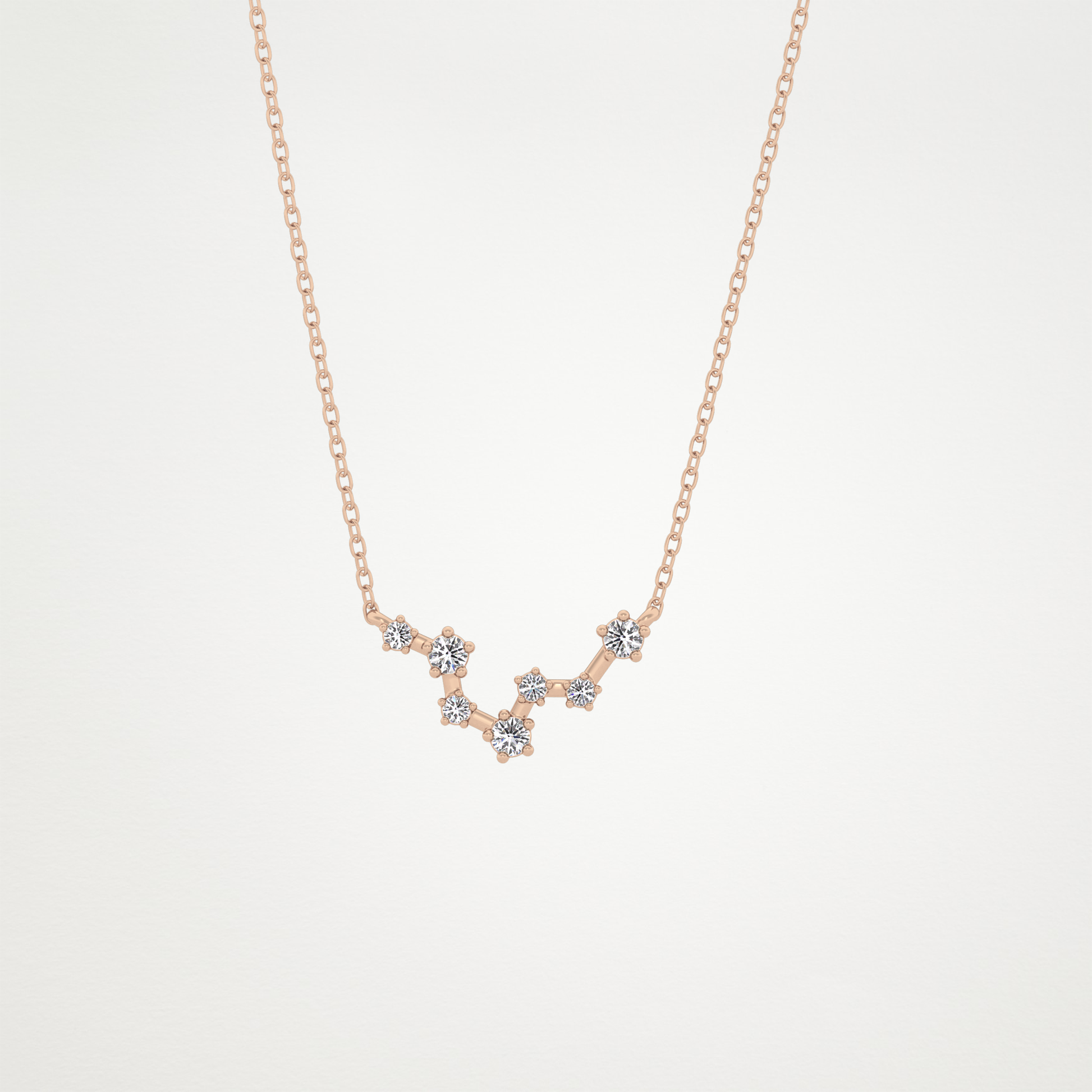0.103 TCW Round Lab Grown Diamond Pisces Zodiac Constellation Necklace