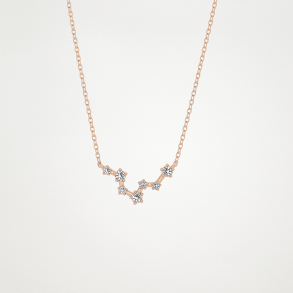0.103 TCW Round Lab Grown Diamond Pisces Zodiac Constellation Necklace