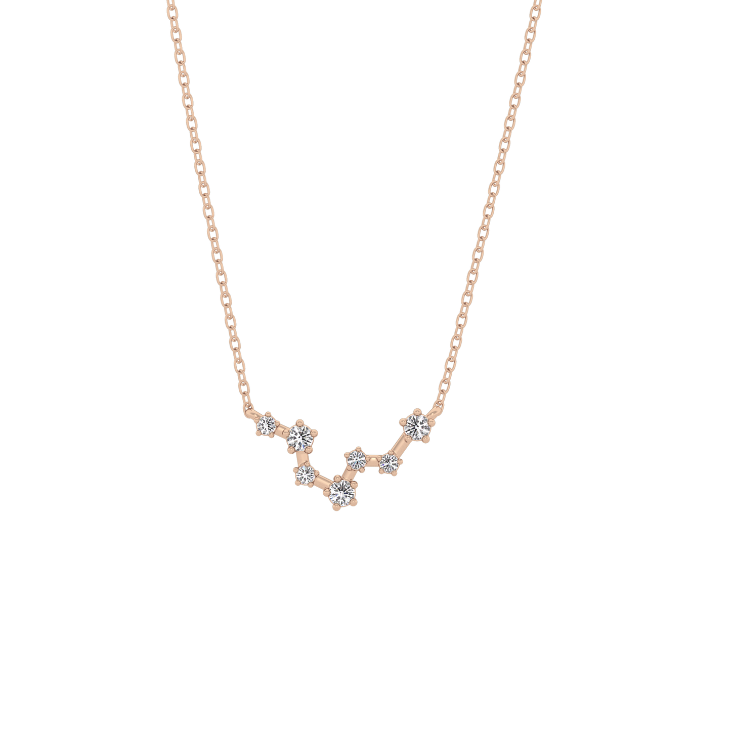 0.103 TCW Round Lab Grown Diamond Pisces Zodiac Constellation Necklace