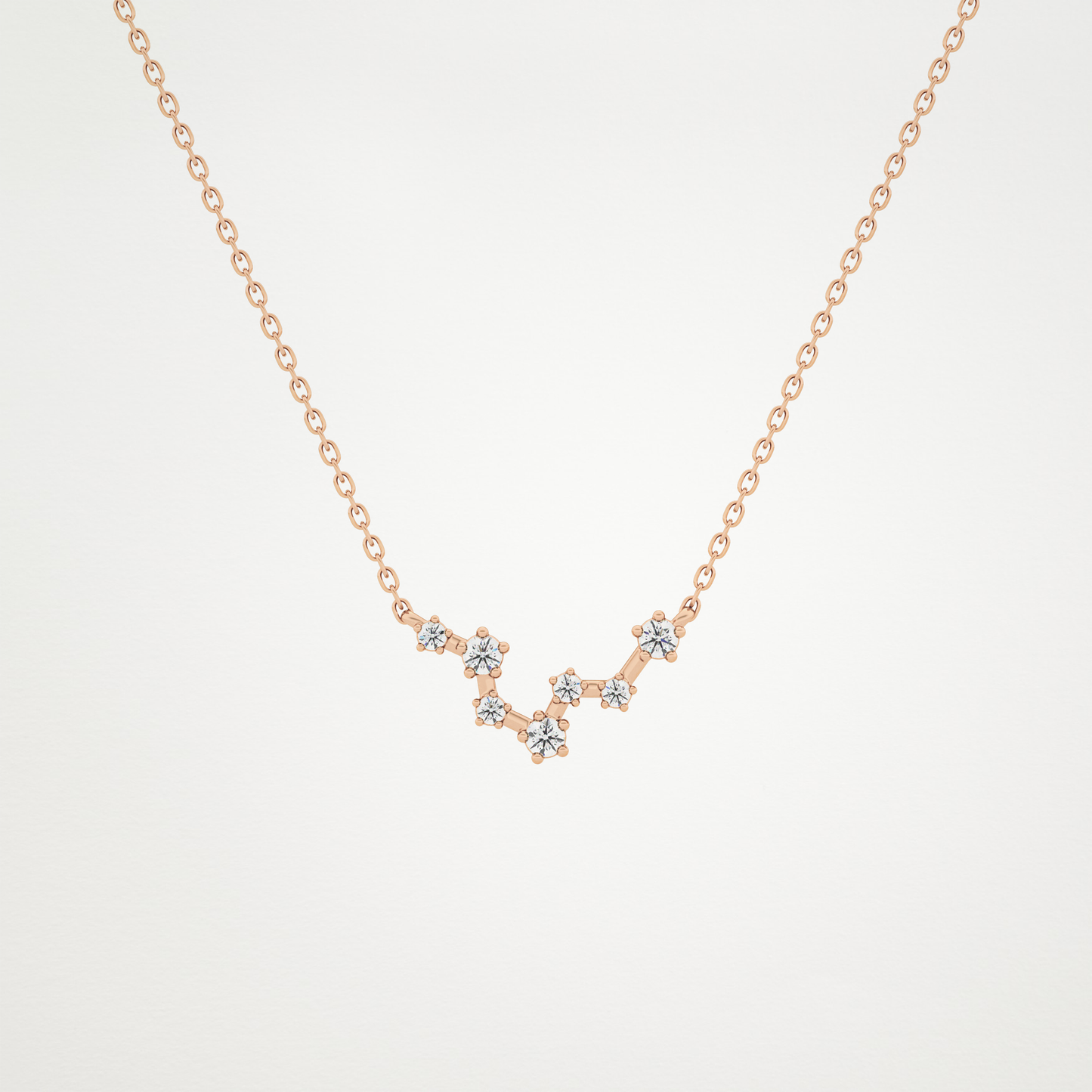 0.103 TCW Round Lab Grown Diamond Pisces Zodiac Constellation Necklace