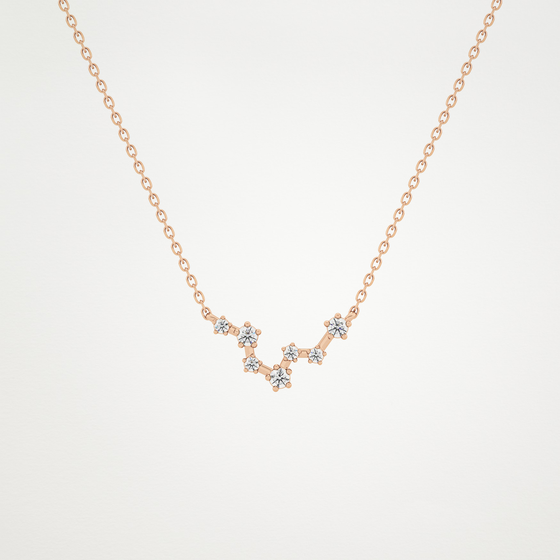 0.103 TCW Round Lab Grown Diamond Pisces Zodiac Constellation Necklace