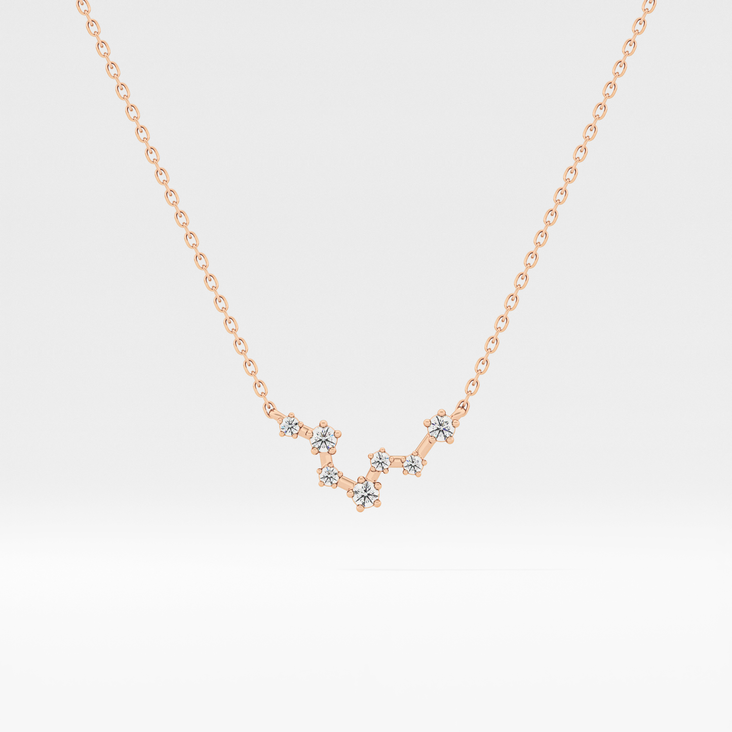 0.103 TCW Round Lab Grown Diamond Pisces Zodiac Constellation Necklace