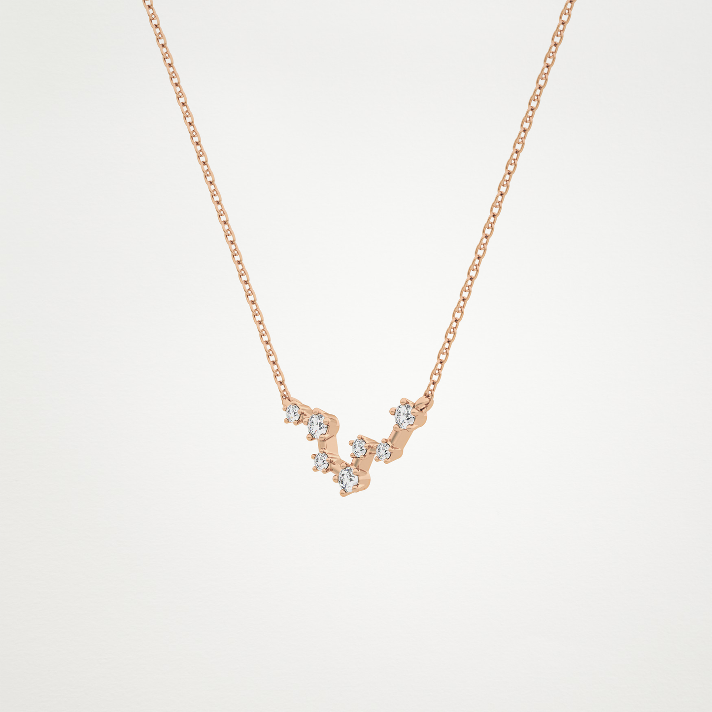 0.103 TCW Round Lab Grown Diamond Pisces Zodiac Constellation Necklace
