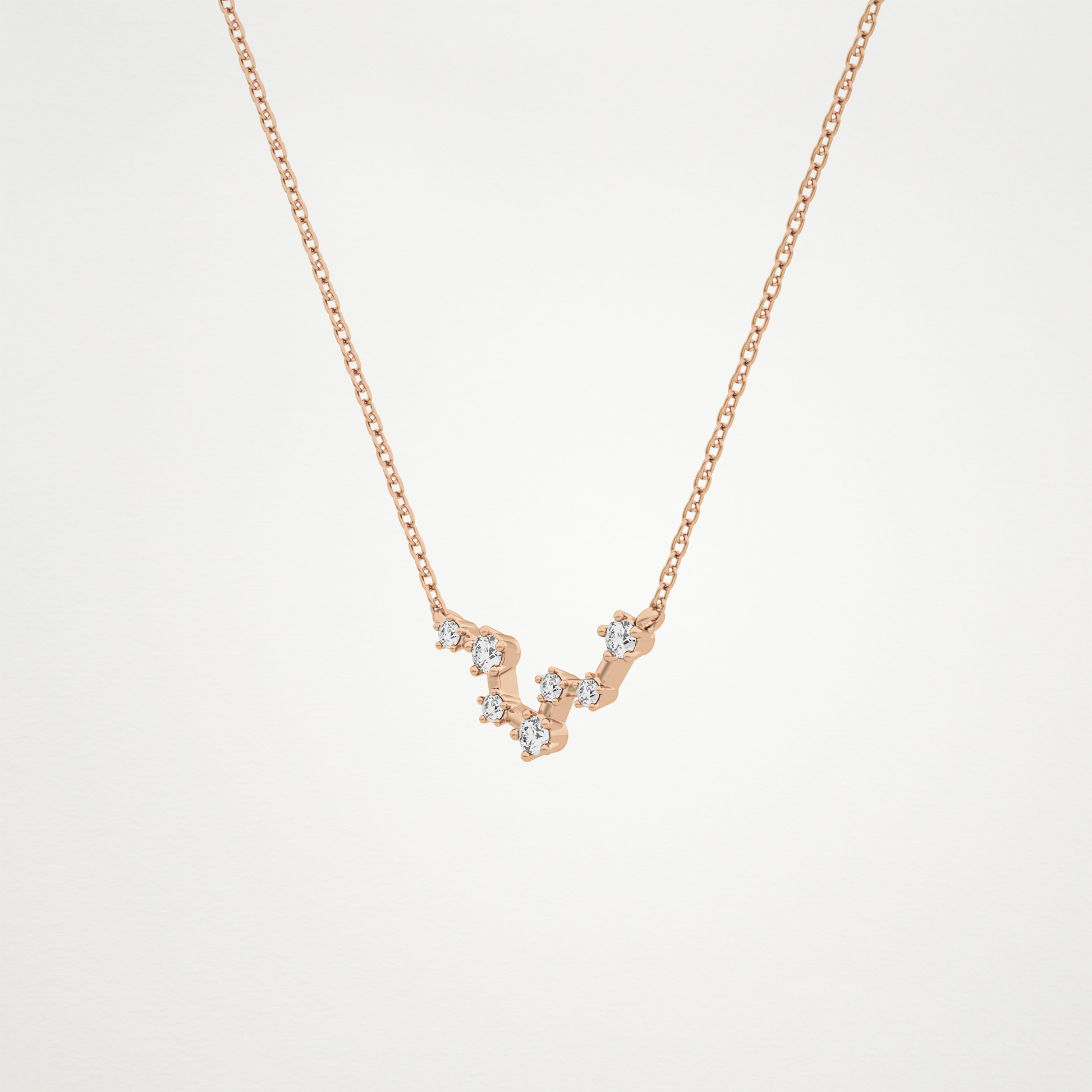 0.103 TCW Round Lab Grown Diamond Pisces Zodiac Constellation Necklace