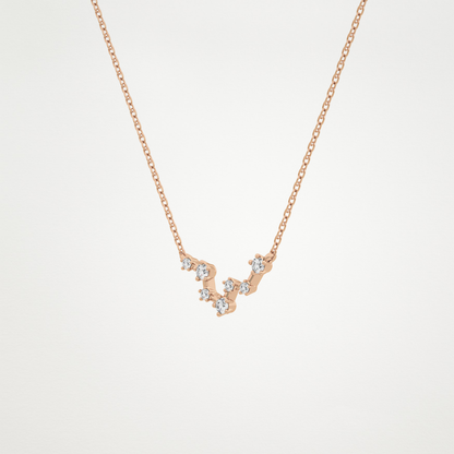 0.103 TCW Round Lab Grown Diamond Pisces Zodiac Constellation Necklace