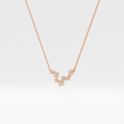 0.103 TCW Round Lab Grown Diamond Pisces Zodiac Constellation Necklace