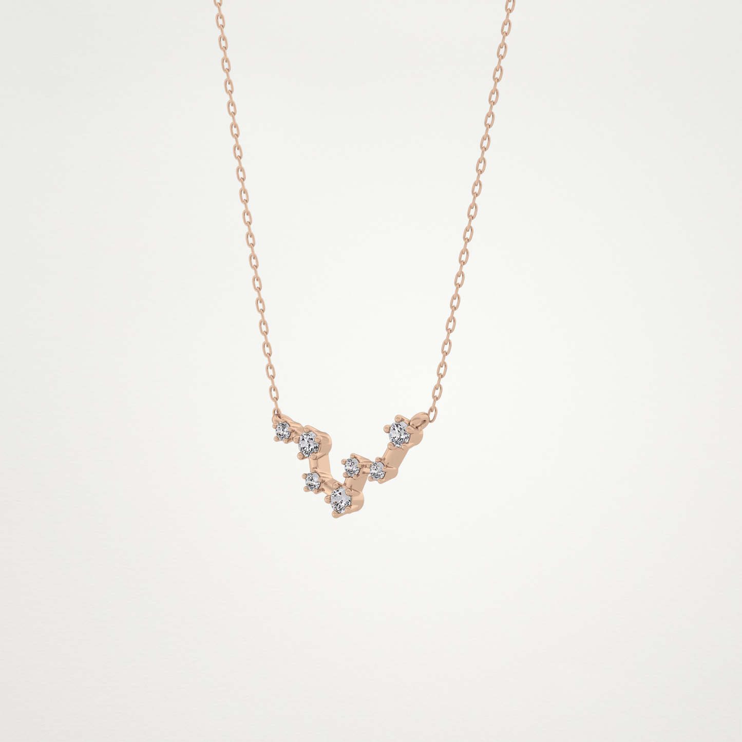0.103 TCW Round Lab Grown Diamond Pisces Zodiac Constellation Necklace