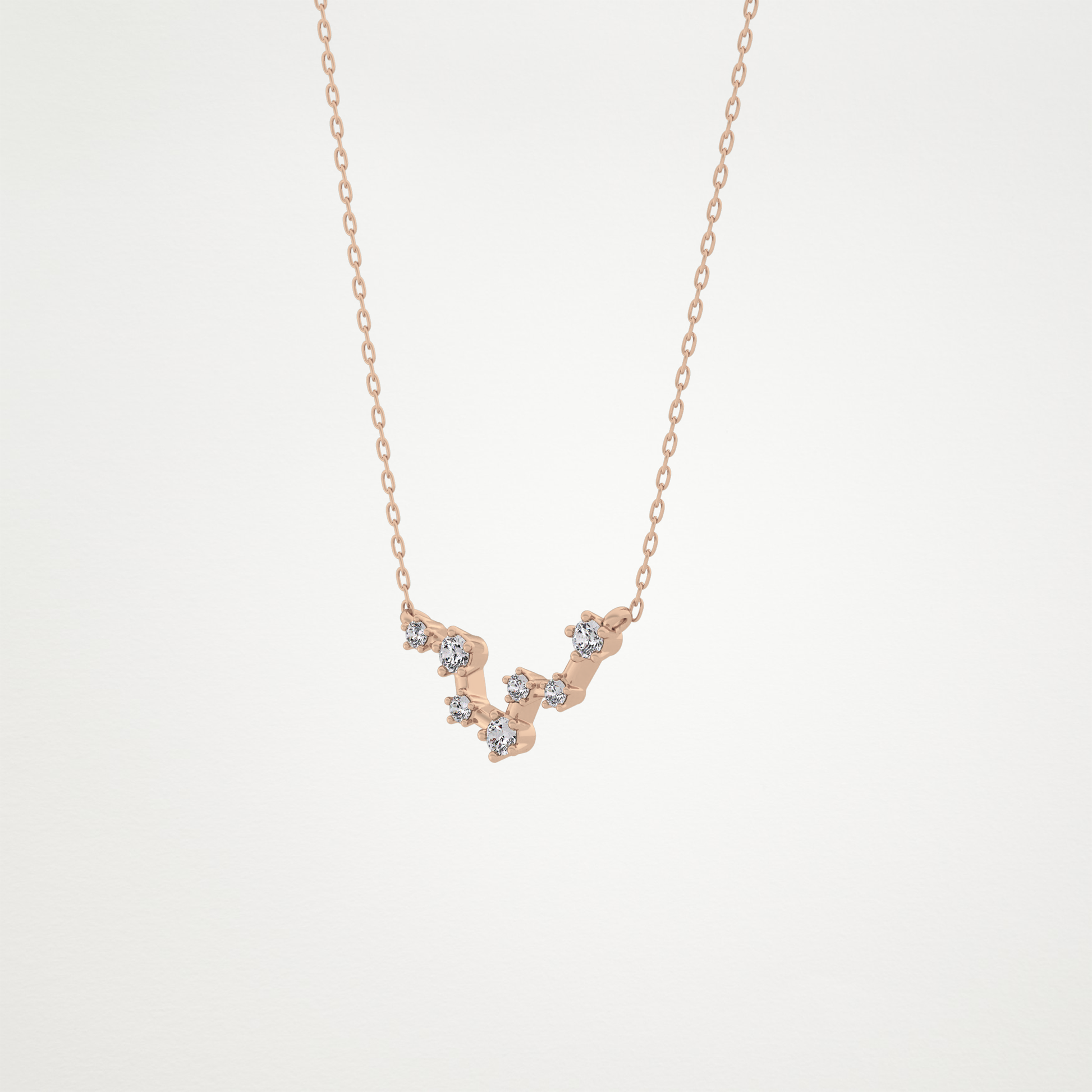 0.103 TCW Round Lab Grown Diamond Pisces Zodiac Constellation Necklace