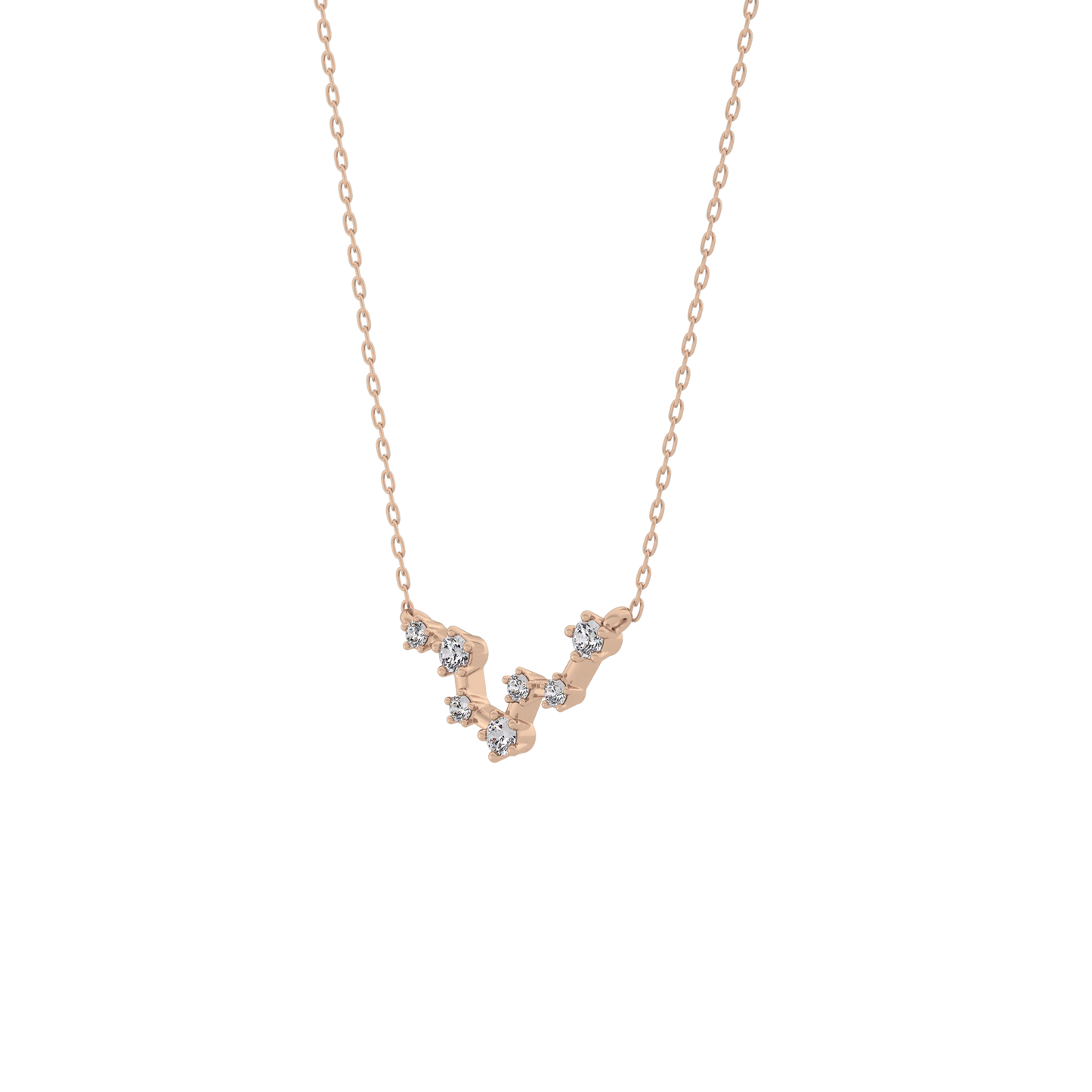 0.103 TCW Round Lab Grown Diamond Pisces Zodiac Constellation Necklace