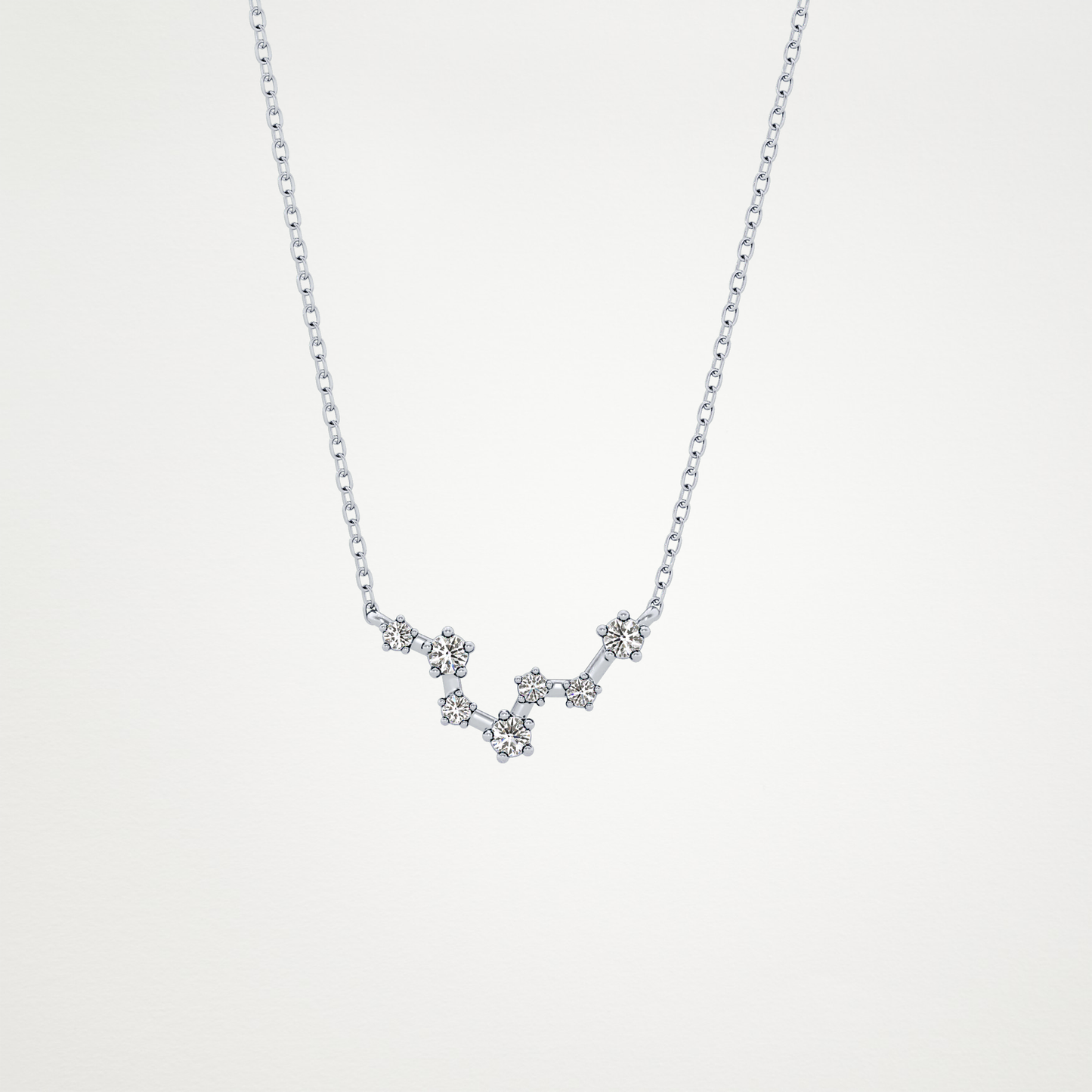 0.103 TCW Round Lab Grown Diamond Pisces Zodiac Constellation Necklace