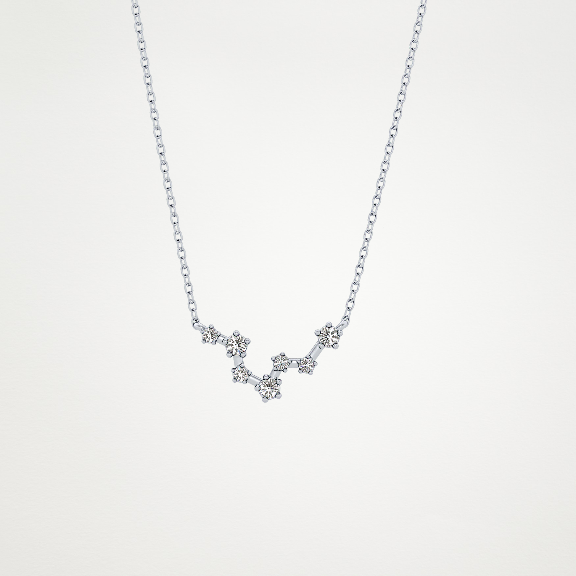 0.103 TCW Round Lab Grown Diamond Pisces Zodiac Constellation Necklace