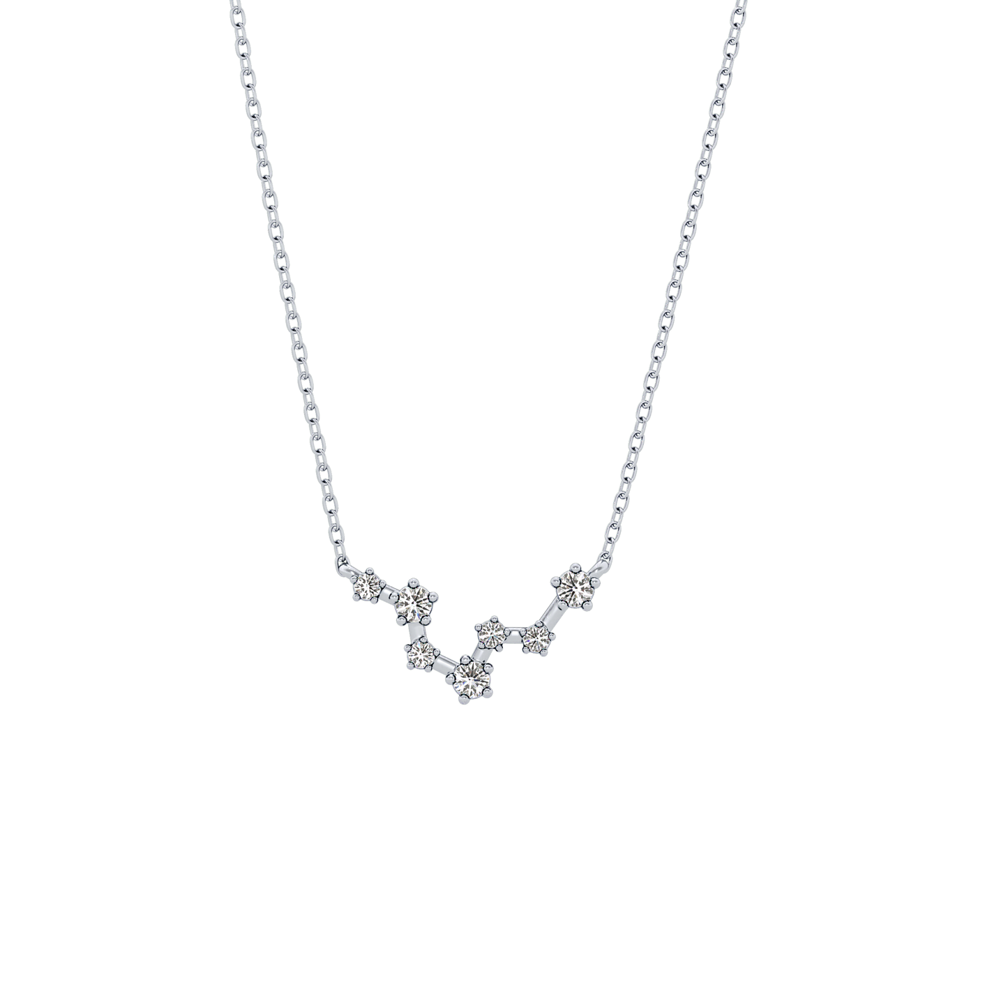 0.103 TCW Round Lab Grown Diamond Pisces Zodiac Constellation Necklace