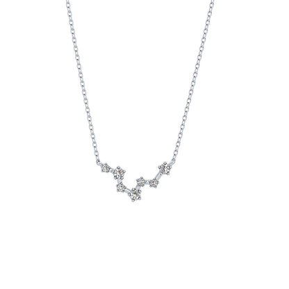 0.103 TCW Round Lab Grown Diamond Pisces Zodiac Constellation Necklace