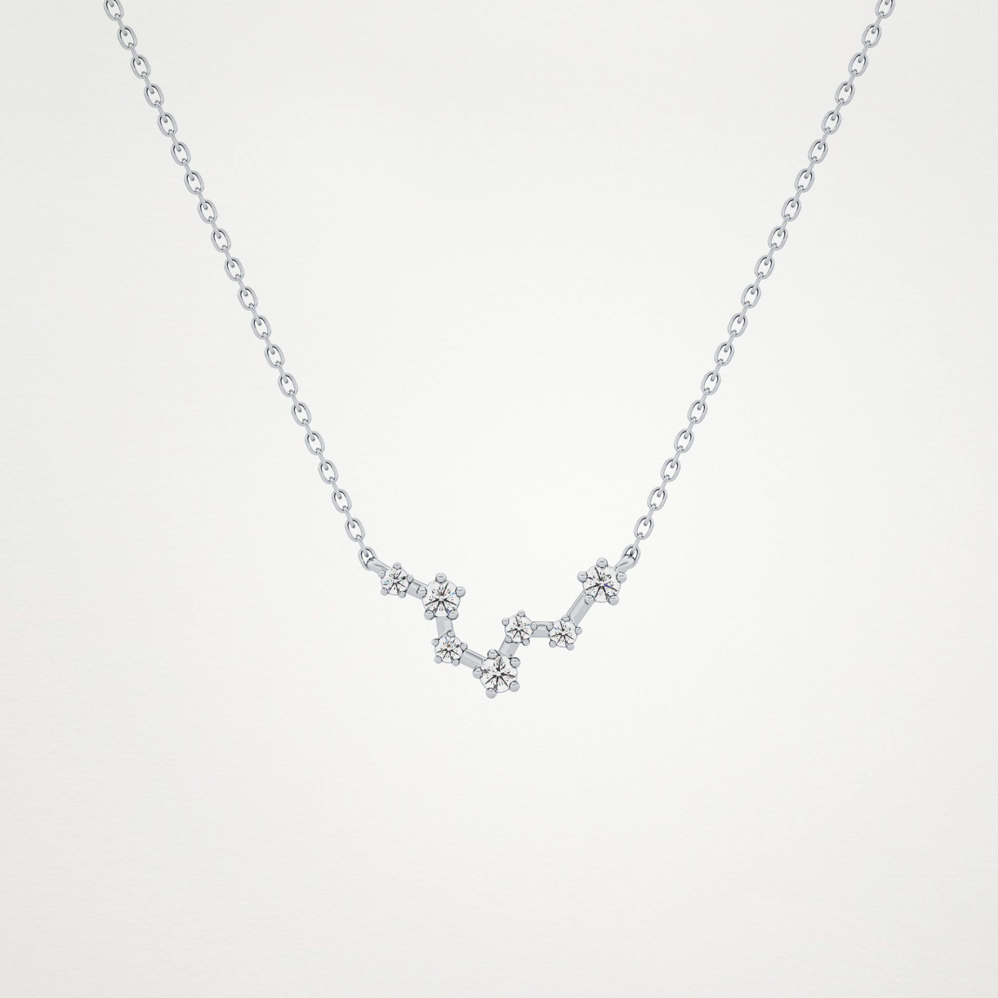 0.103 TCW Round Lab Grown Diamond Pisces Zodiac Constellation Necklace