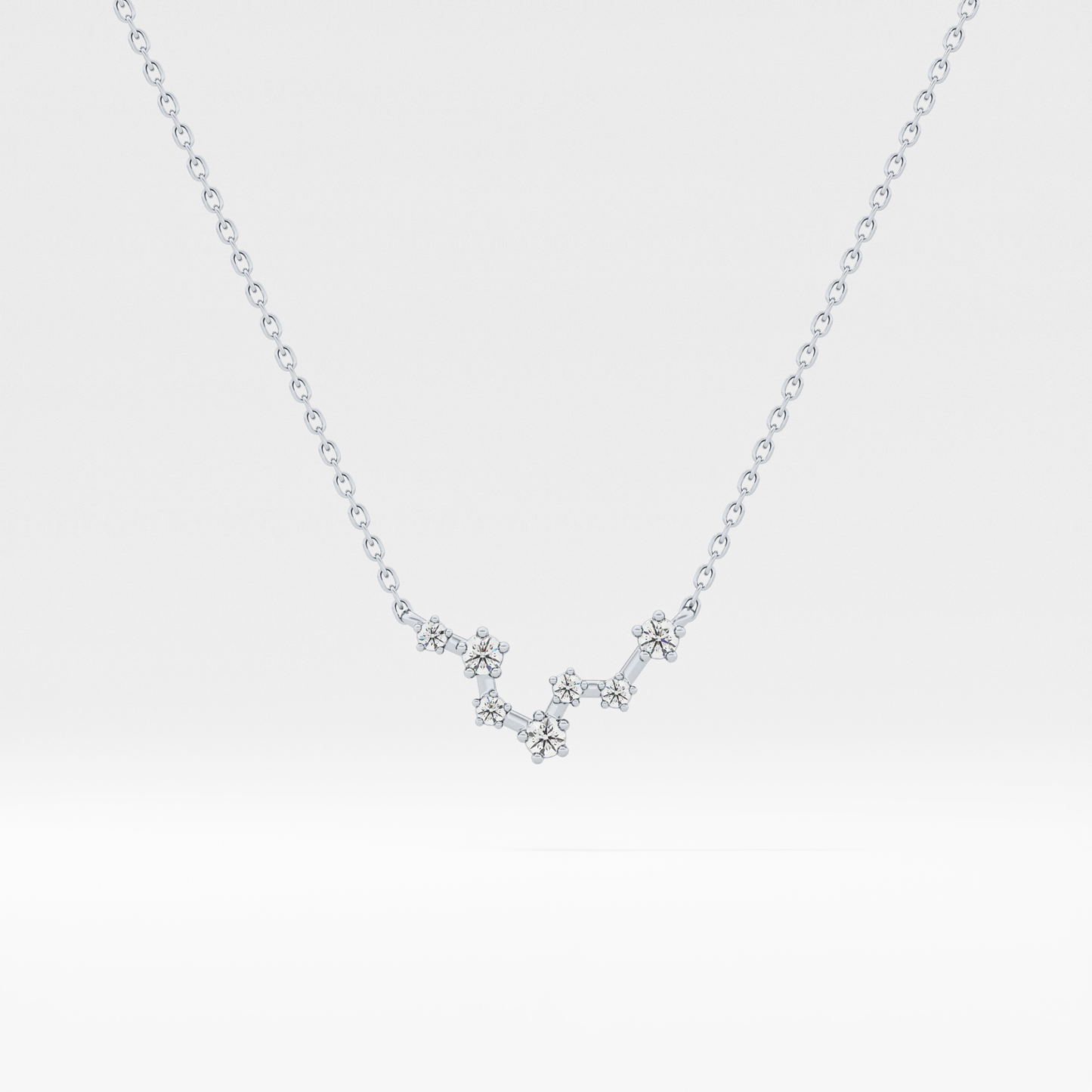 0.103 TCW Round Lab Grown Diamond Pisces Zodiac Constellation Necklace