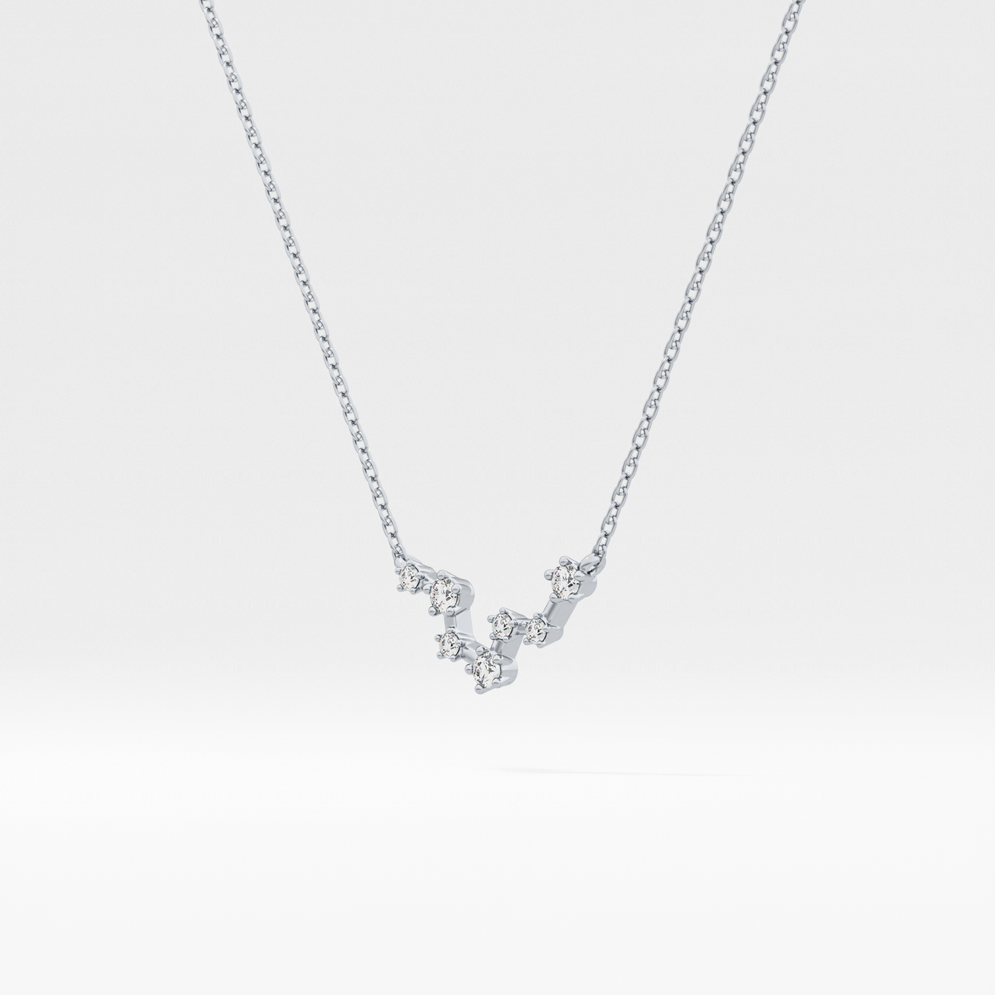 0.103 TCW Round Lab Grown Diamond Pisces Zodiac Constellation Necklace