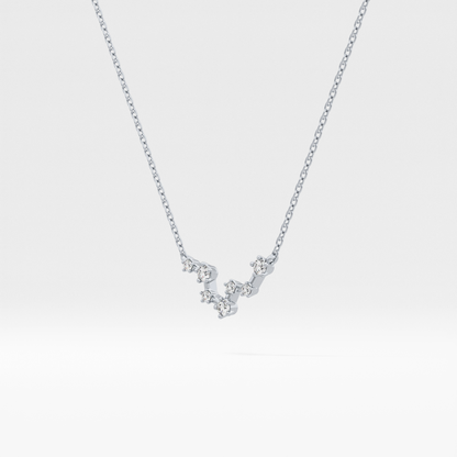 0.103 TCW Round Lab Grown Diamond Pisces Zodiac Constellation Necklace