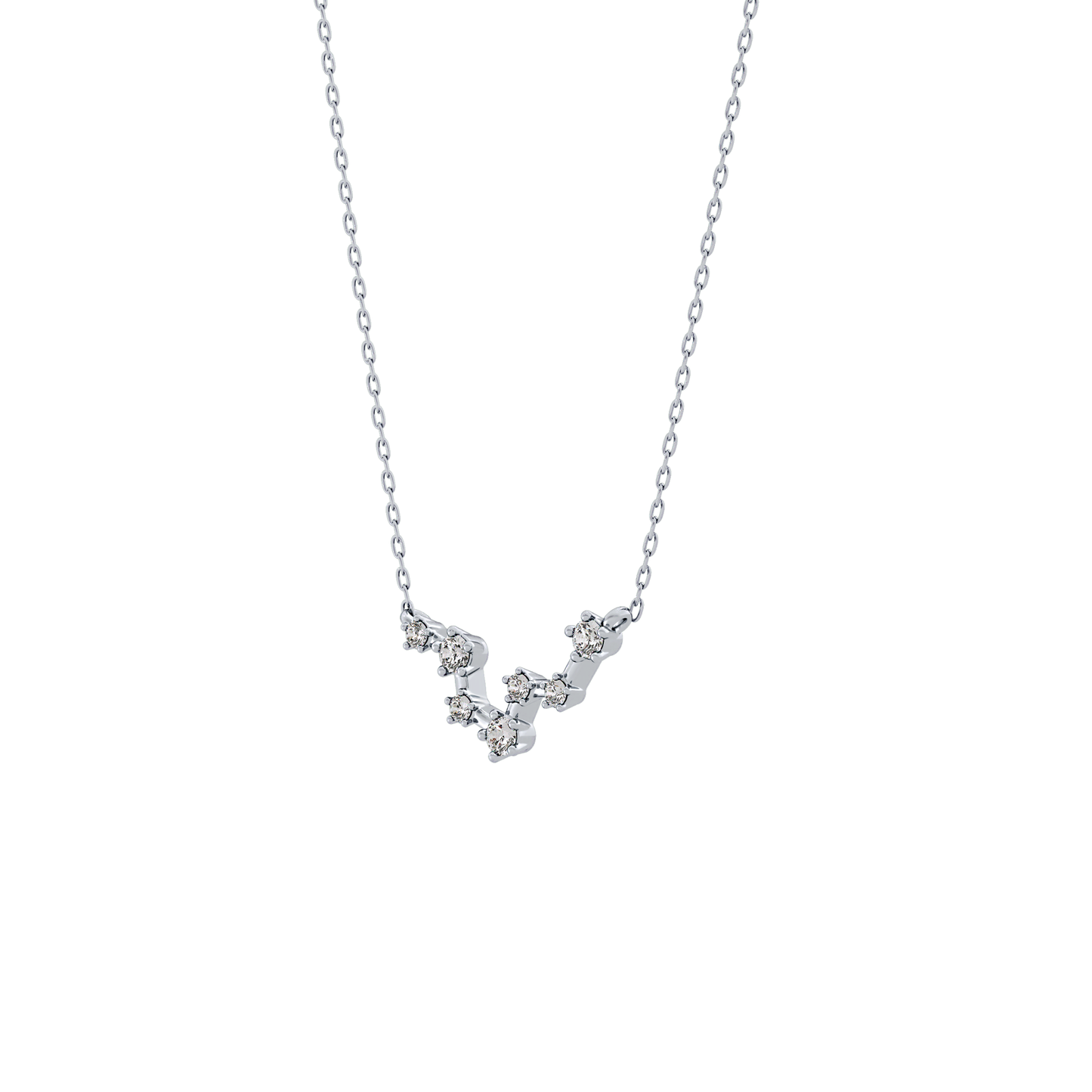 0.103 TCW Round Lab Grown Diamond Pisces Zodiac Constellation Necklace