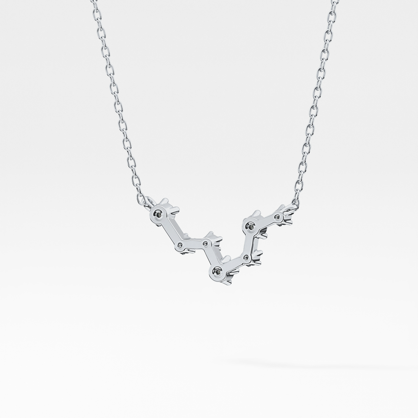 0.103 TCW Round Lab Grown Diamond Pisces Zodiac Constellation Necklace