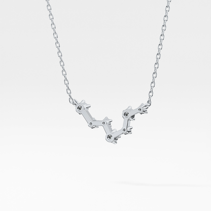 0.103 TCW Round Lab Grown Diamond Pisces Zodiac Constellation Necklace