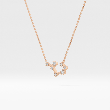 0.111 TCW Round Lab Grown Diamond Sagittarius Zodiac Constellation Necklace