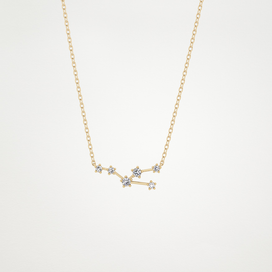 0.062 TCW Round Lab Grown Diamond Taurus Zodiac Constellation Necklace