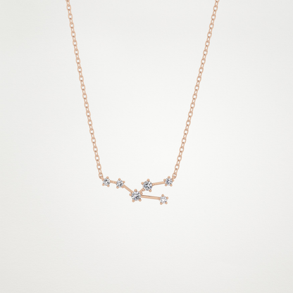 0.062 TCW Round Lab Grown Diamond Taurus Zodiac Constellation Necklace