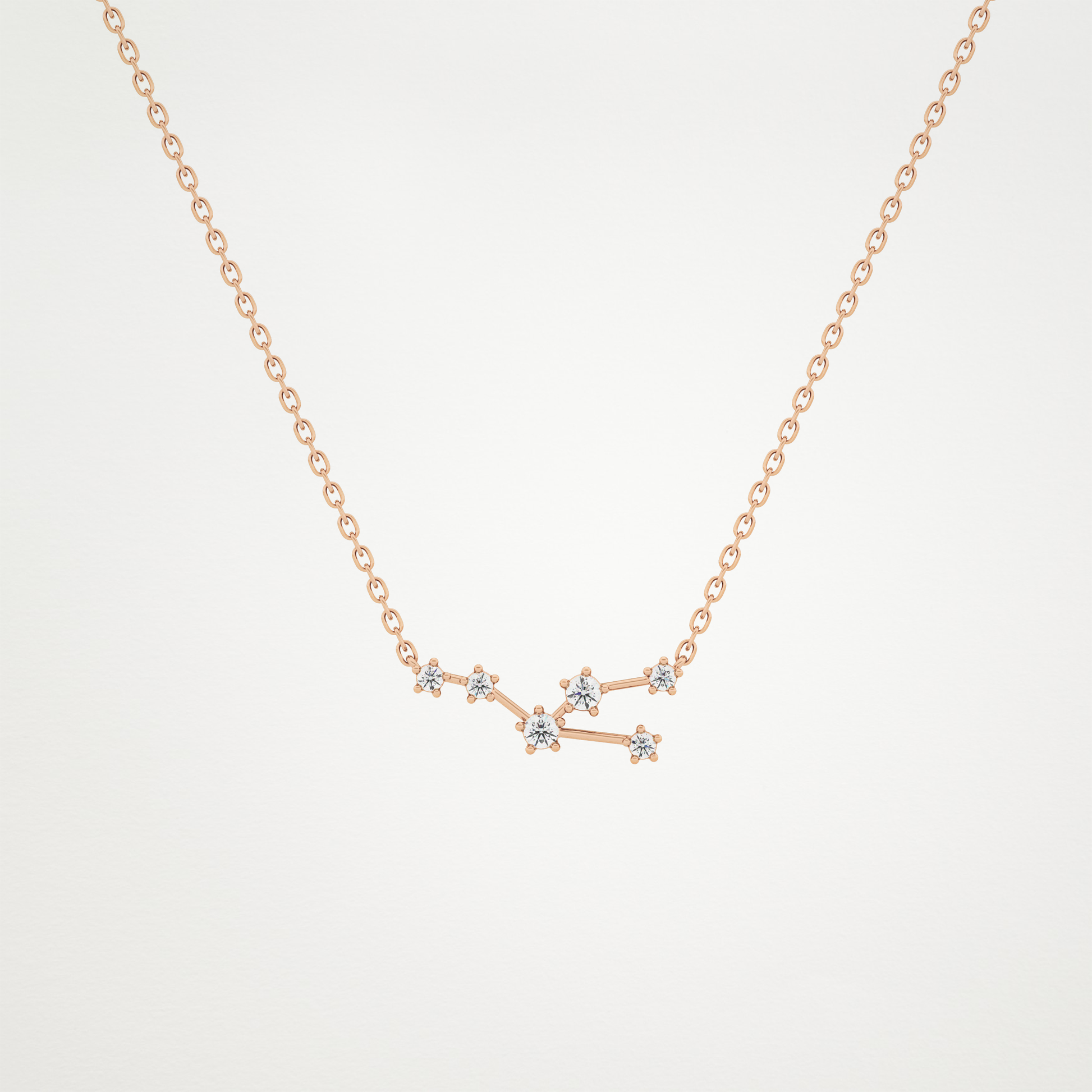 0.062 TCW Round Lab Grown Diamond Taurus Zodiac Constellation Necklace