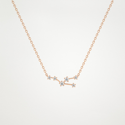 0.062 TCW Round Lab Grown Diamond Taurus Zodiac Constellation Necklace