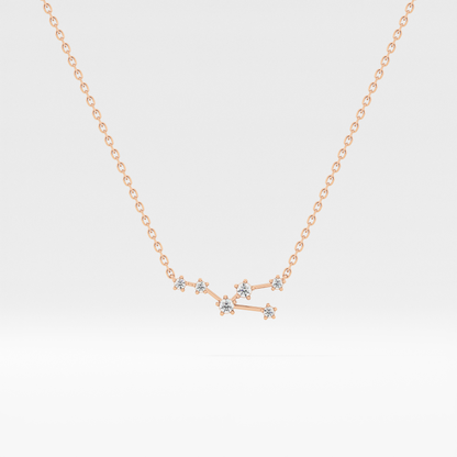 0.062 TCW Round Lab Grown Diamond Taurus Zodiac Constellation Necklace