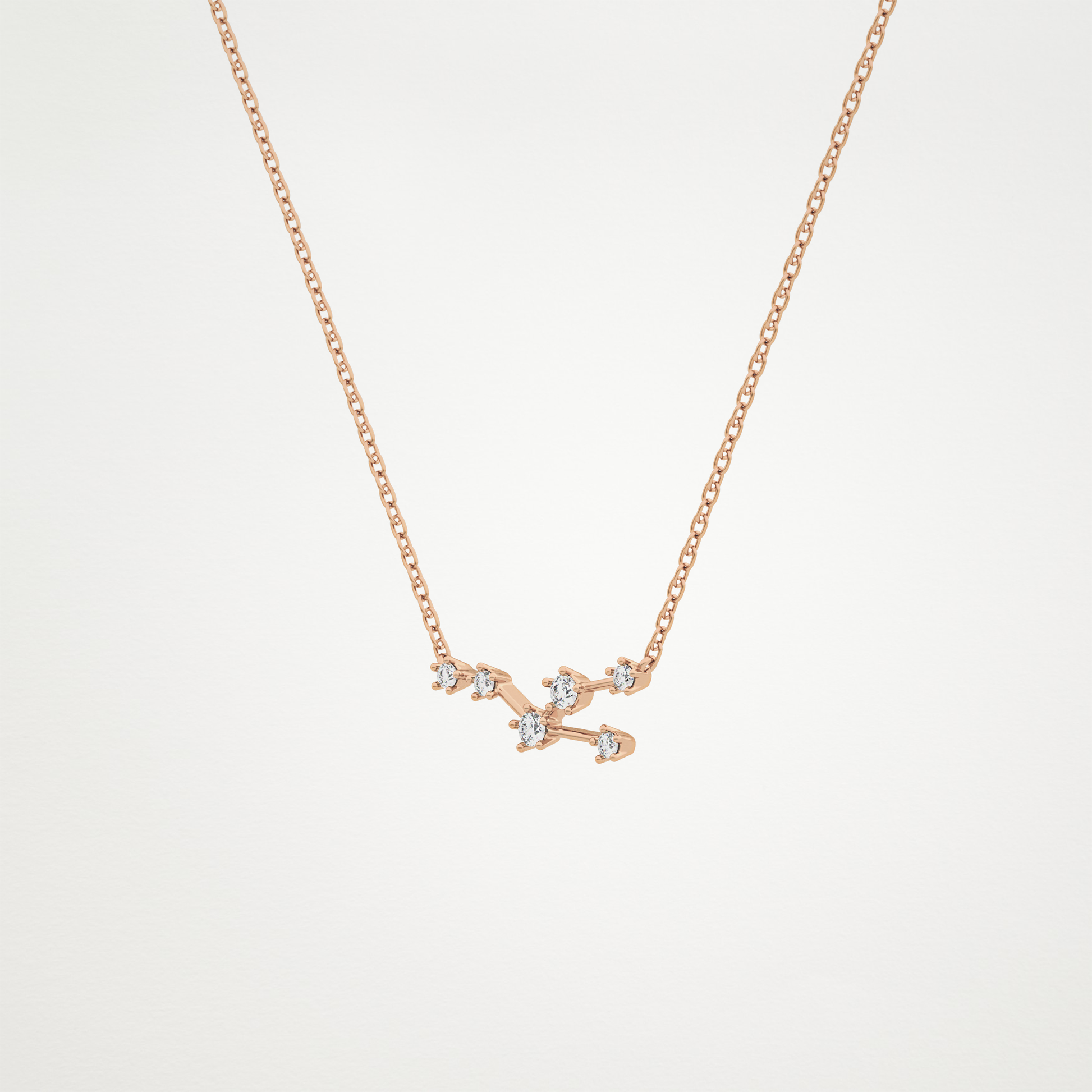 0.062 TCW Round Lab Grown Diamond Taurus Zodiac Constellation Necklace