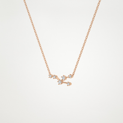 0.062 TCW Round Lab Grown Diamond Taurus Zodiac Constellation Necklace