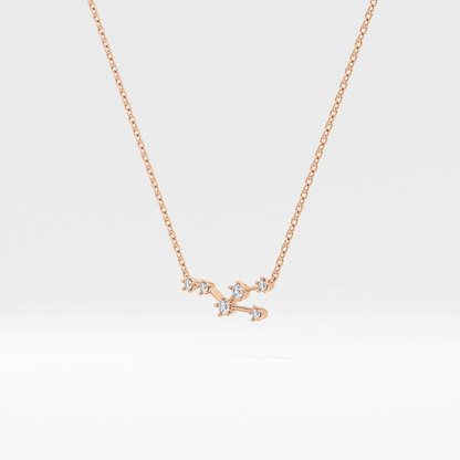 0.062 TCW Round Lab Grown Diamond Taurus Zodiac Constellation Necklace