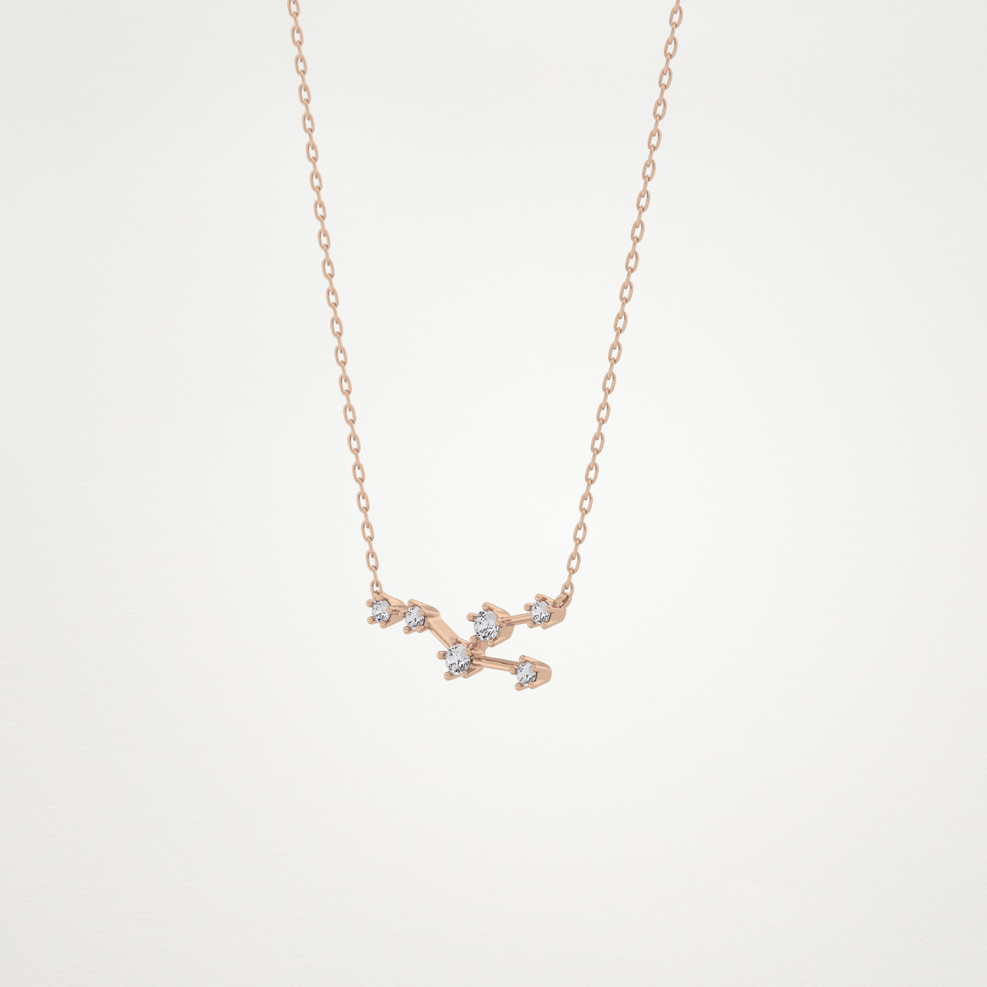 0.062 TCW Round Lab Grown Diamond Taurus Zodiac Constellation Necklace