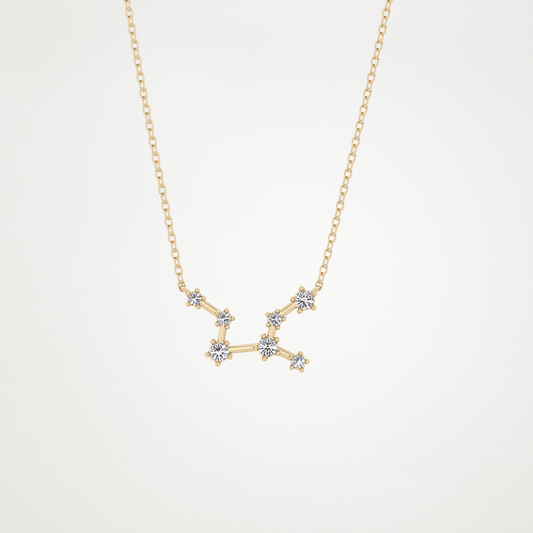 0.103 TCW Round Lab Grown Diamond Virgo Zodiac Constellation Necklace