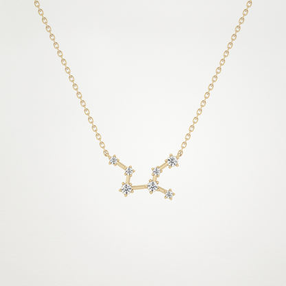 0.103 TCW Round Lab Grown Diamond Virgo Zodiac Constellation Necklace