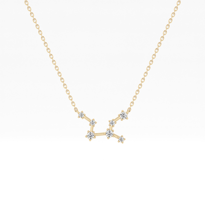0.103 TCW Round Lab Grown Diamond Virgo Zodiac Constellation Necklace