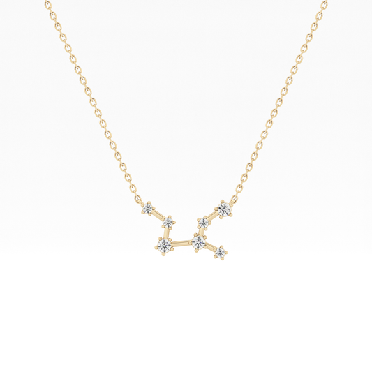0.103 TCW Round Lab Grown Diamond Virgo Zodiac Constellation Necklace