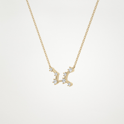 0.103 TCW Round Lab Grown Diamond Virgo Zodiac Constellation Necklace