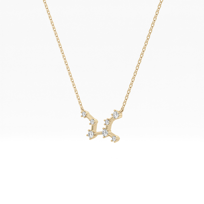 0.103 TCW Round Lab Grown Diamond Virgo Zodiac Constellation Necklace