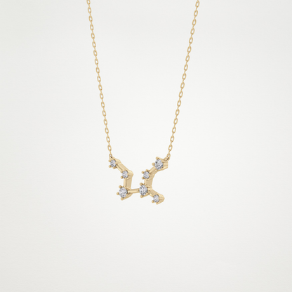 0.103 TCW Round Lab Grown Diamond Virgo Zodiac Constellation Necklace